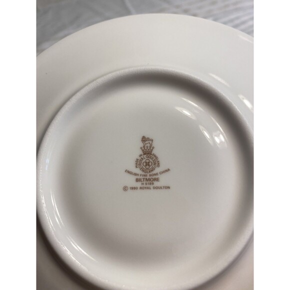 Royal Doulton Biltmore Blue Gold Rimmed Coffee Tea Cups & Saucers 18pc - Picture 7 of 12